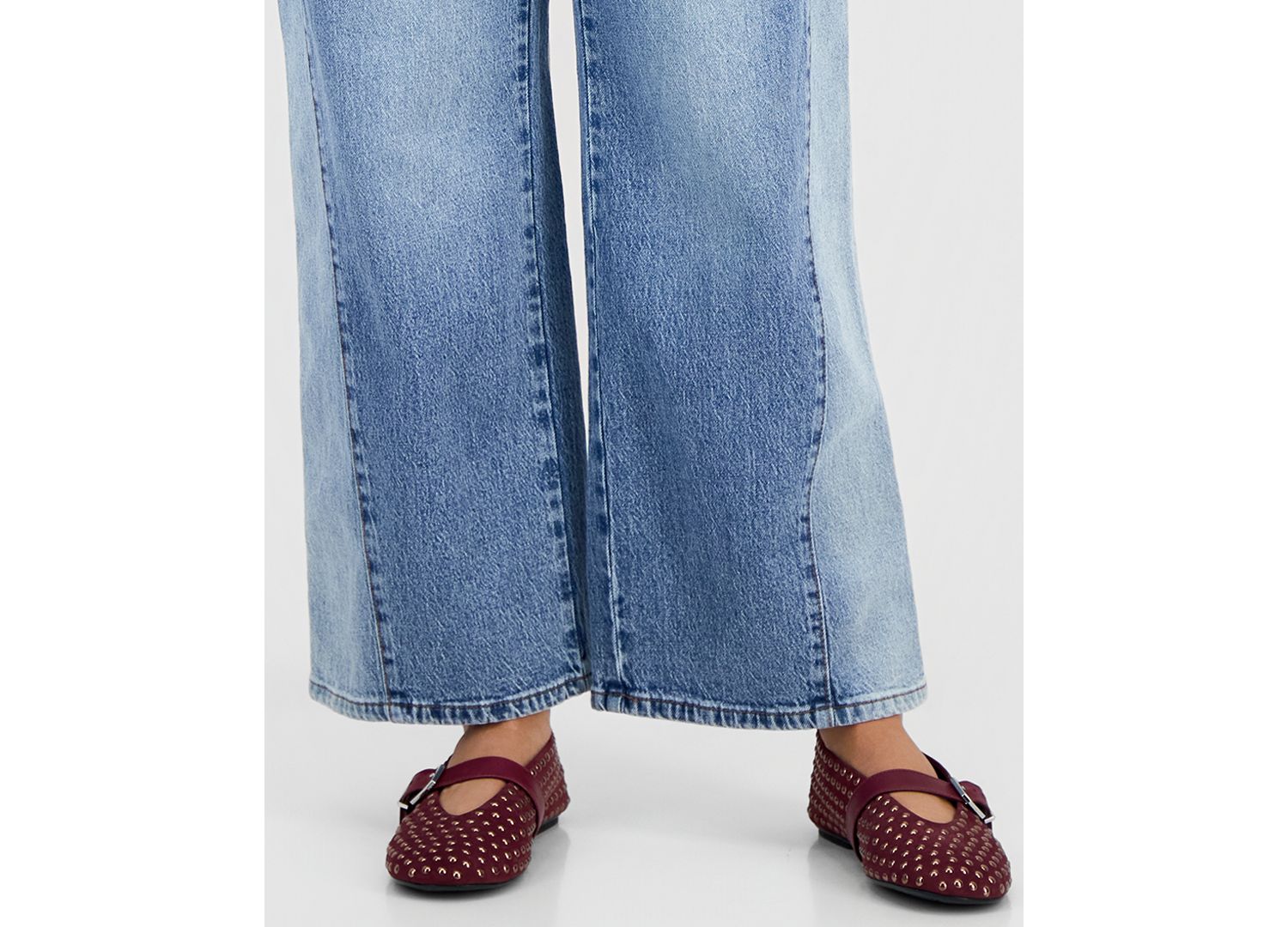 Petite High-Rise Wide-Leg Two-Tone Jeans