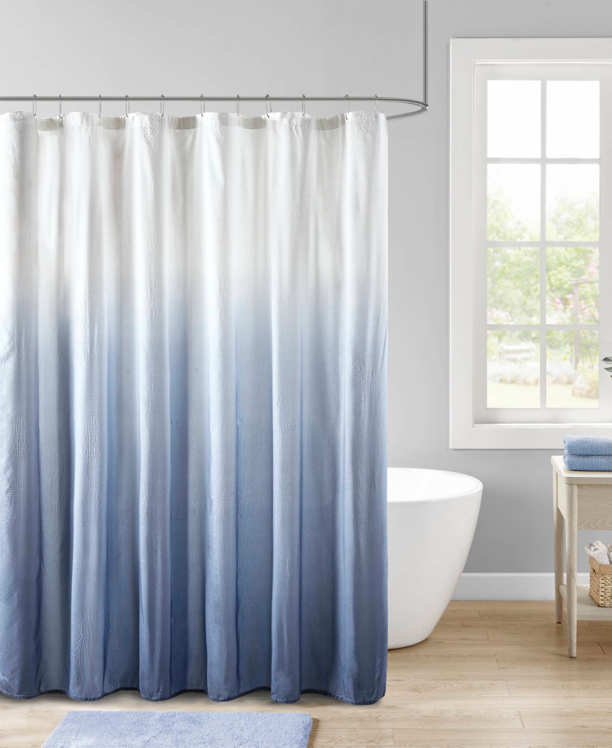 Madison Park Ara Ombre Printed Seersucker Shower Curtain, 72" x