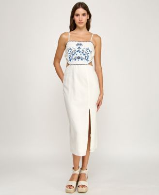 ROW A - Women's Scallop Bust Embroidered Midi Dress