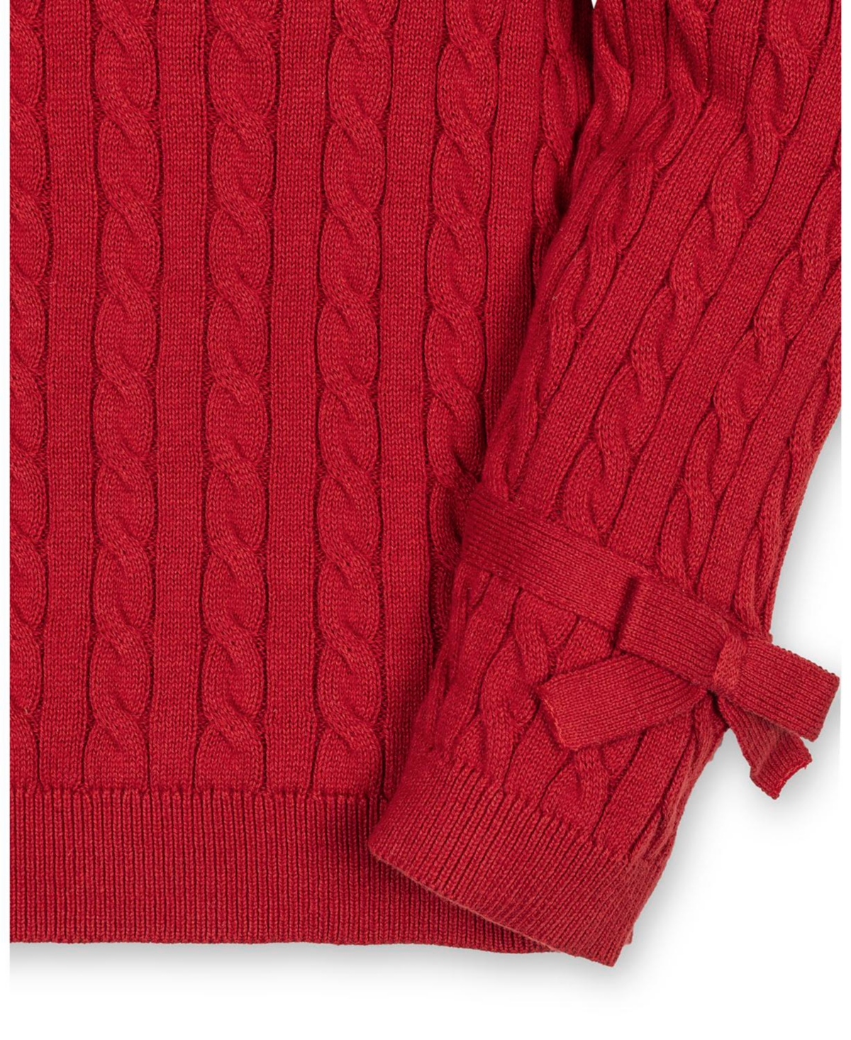 Hope & Henry Girls Organic Long Puff Sleeve Sweater with Bow Detail