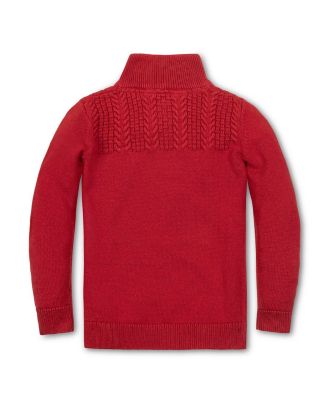 Boys Organic Long Sleeve Mock Neck Sweater with Cable Yoke