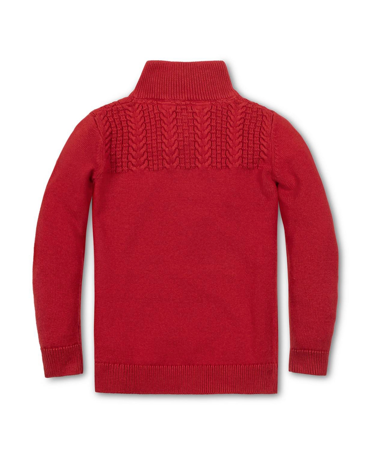 Hope & Henry Boys Organic Long Sleeve Mock Neck Sweater with Cable Yoke