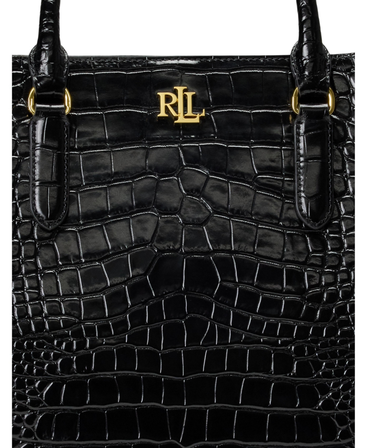 Lauren Ralph Marcy Large Embossed Leather Satchel Bag