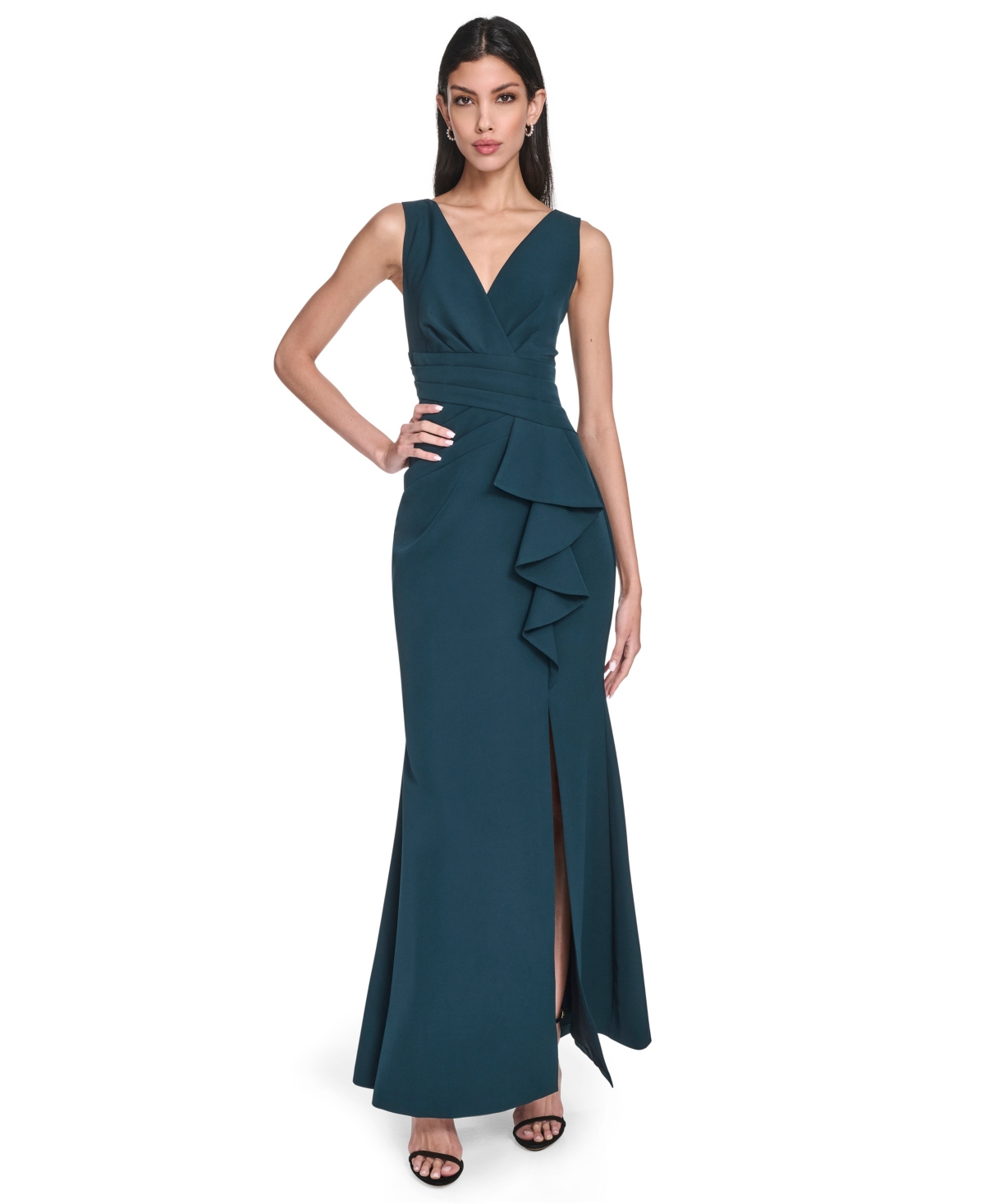 Eliza J Laguna Ruffle Mermaid Gown In Blue