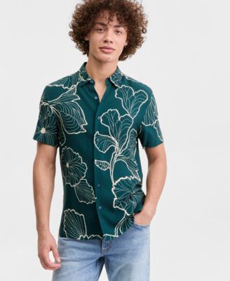 Men's Floral Short-Sleeved Button-Up Shirt