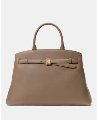 Deco Large Pebbled Leather Satchel Bag