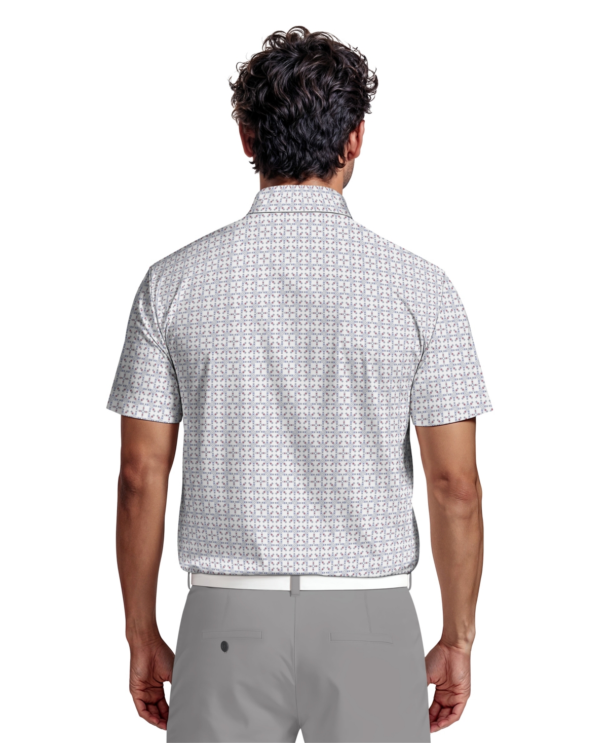 Pga Tour Men's Layered Boat Print Short-Sleeve Golf Polo Shirt