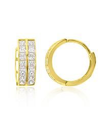 Cubic Zirconia Snap Bar Hoop Earrings