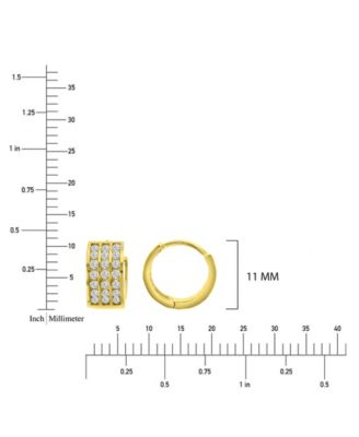 Cubic Zirconia Micropave 3-Row Channel Huggie Earrings