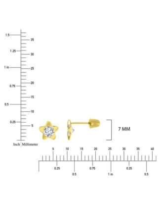 Cubic Zirconia Flower Screw Back Stud Earrings