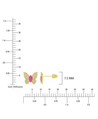 14K Yellow Gold Butterfly Screw Back Stud Earrings