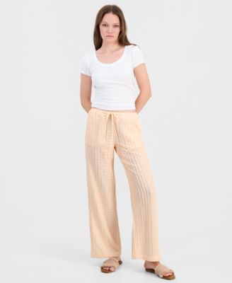 Juniors' Textured Drawstring Beach Pants