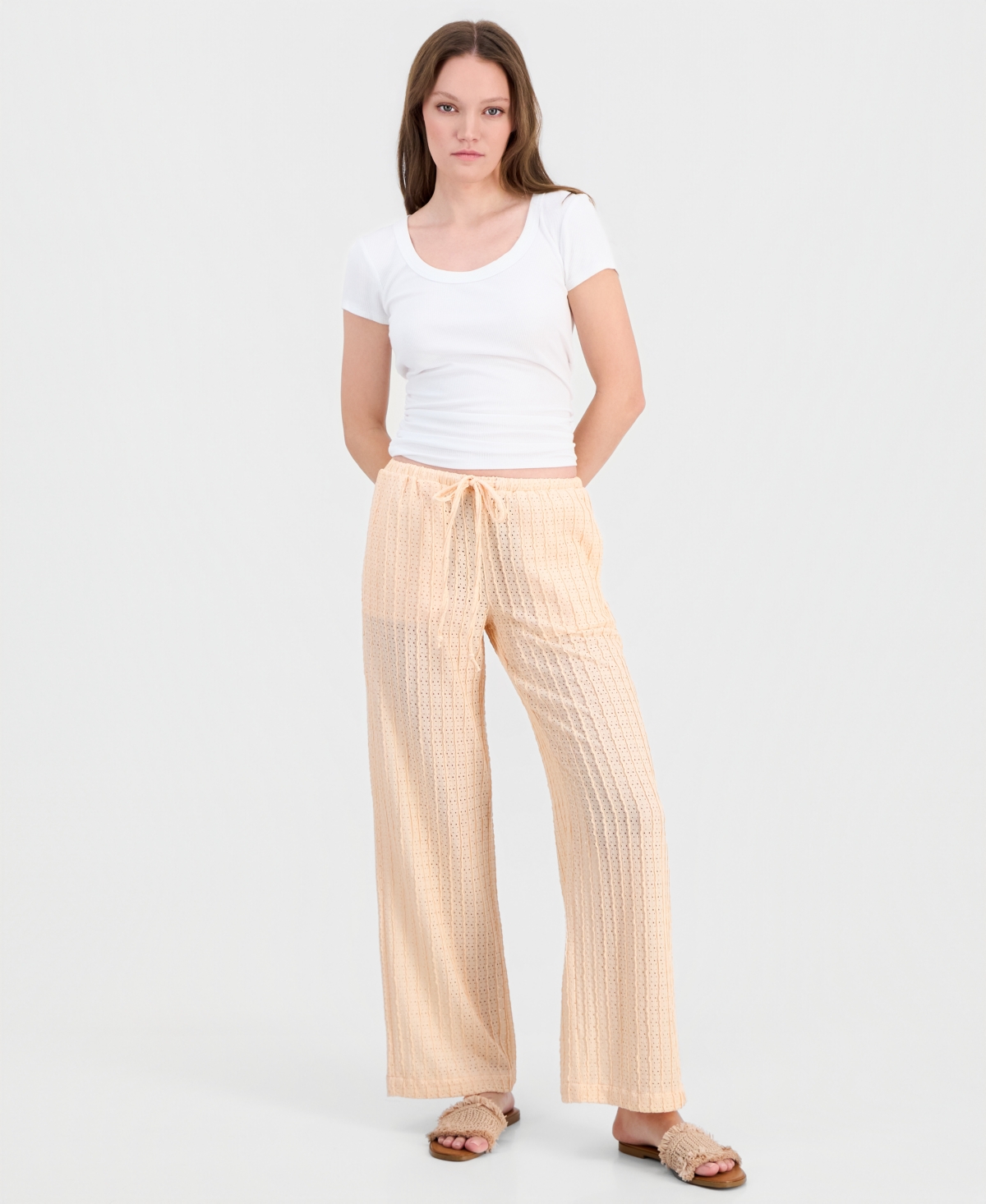 Indigo Rein Juniors' Textured Drawstring Beach Pants