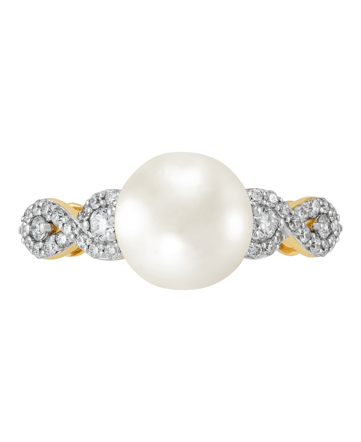 Grown With Love Cultured Freshwater Pearl (9-9.5mm) And Lab Grown Diamond Ring (1/3 Ct. T.w.) In 10k Yellow Gold In Gold