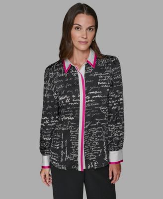 KARL LAGERFELD PARIS - Women's Script Blouse Top