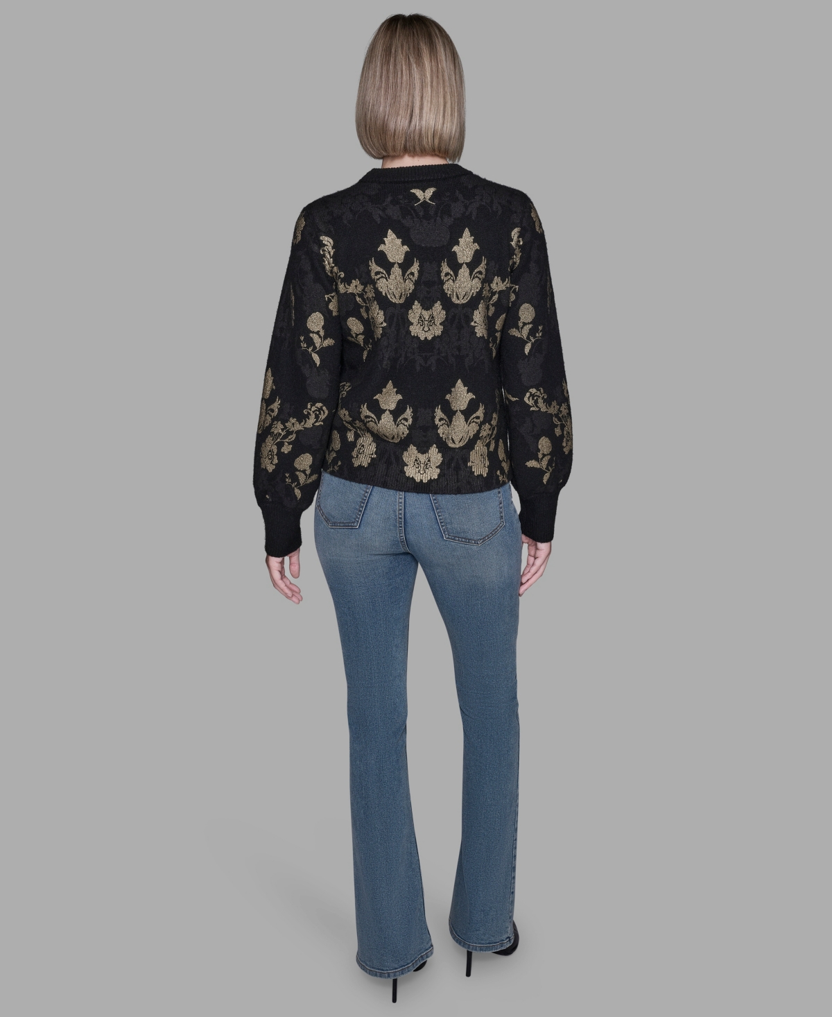 Karl Lagerfeld Paris Women's Baroque Floral Crewneck Sweater