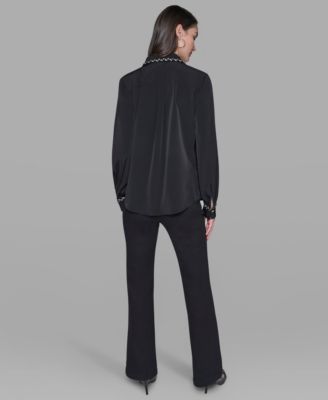 Women's Tweed Collar Top