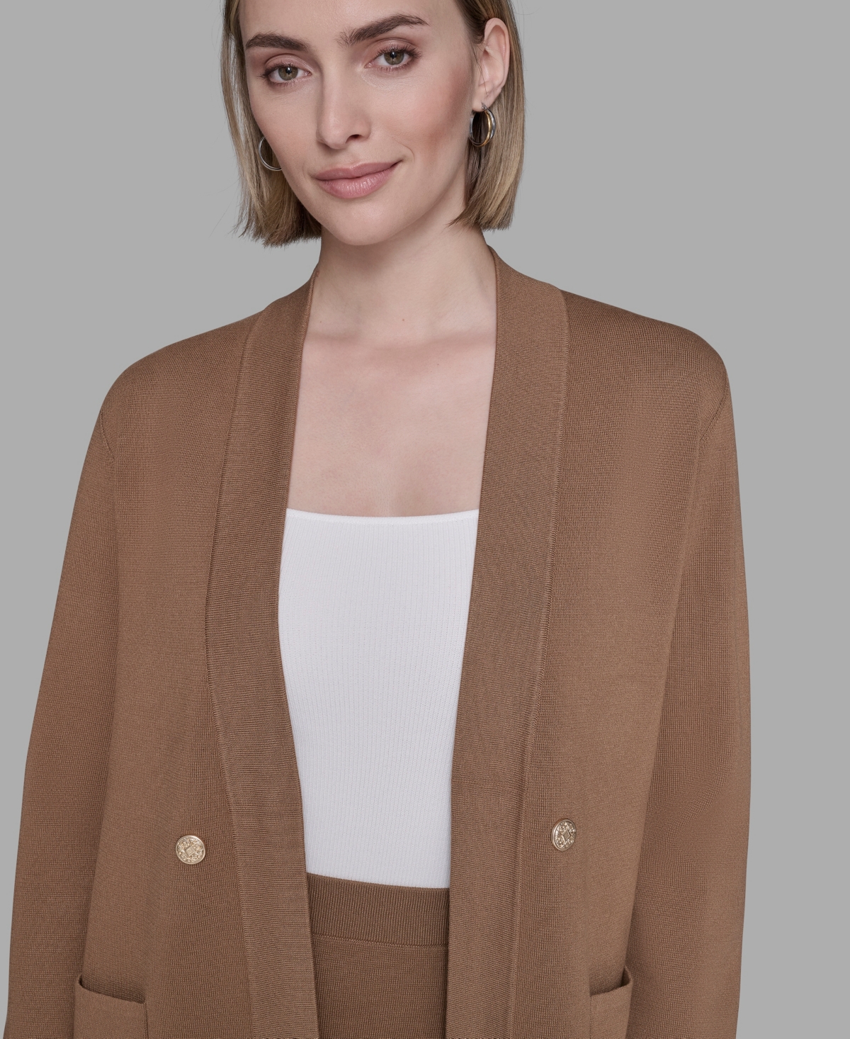 Karl Lagerfeld Women's Long Sleeves Cardigan Sweater In Brown