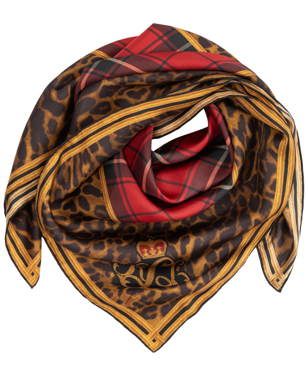 Lauren Ralph Lauren Holiday Plaid Animal Print Scarf