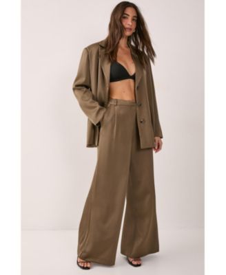 Women's Satin Pleated Oversized Blazer