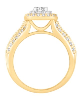 Diamond Halo Engagement Ring (1 ct. t.w.) in 14k Two-Tone Gold