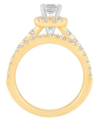 Diamond Halo Bridal Set (1-1/2 ct. t.w.) in 14k Two-Tone Gold