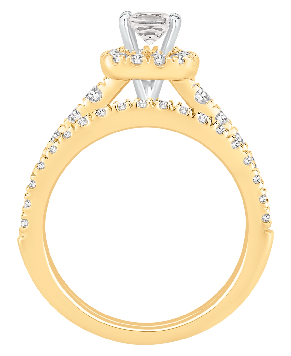 Macy's Diamond Halo Bridal Ring (1-1/2 ct. t.w.) in 14K Two-Tone Gold