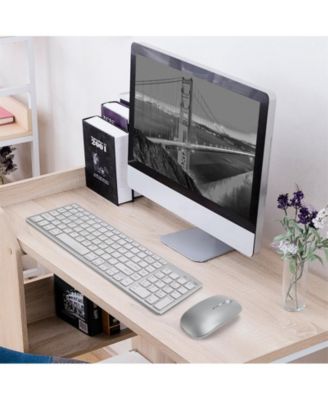 2.4G Wireless Keyboard and Mouse Combo - Dual-mode keyboard & Bluetooth mouse for Laptop, Desktop - Silver suit