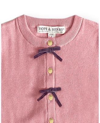 Little Girls Organic Button Front Bow Detail Sweater Dress
