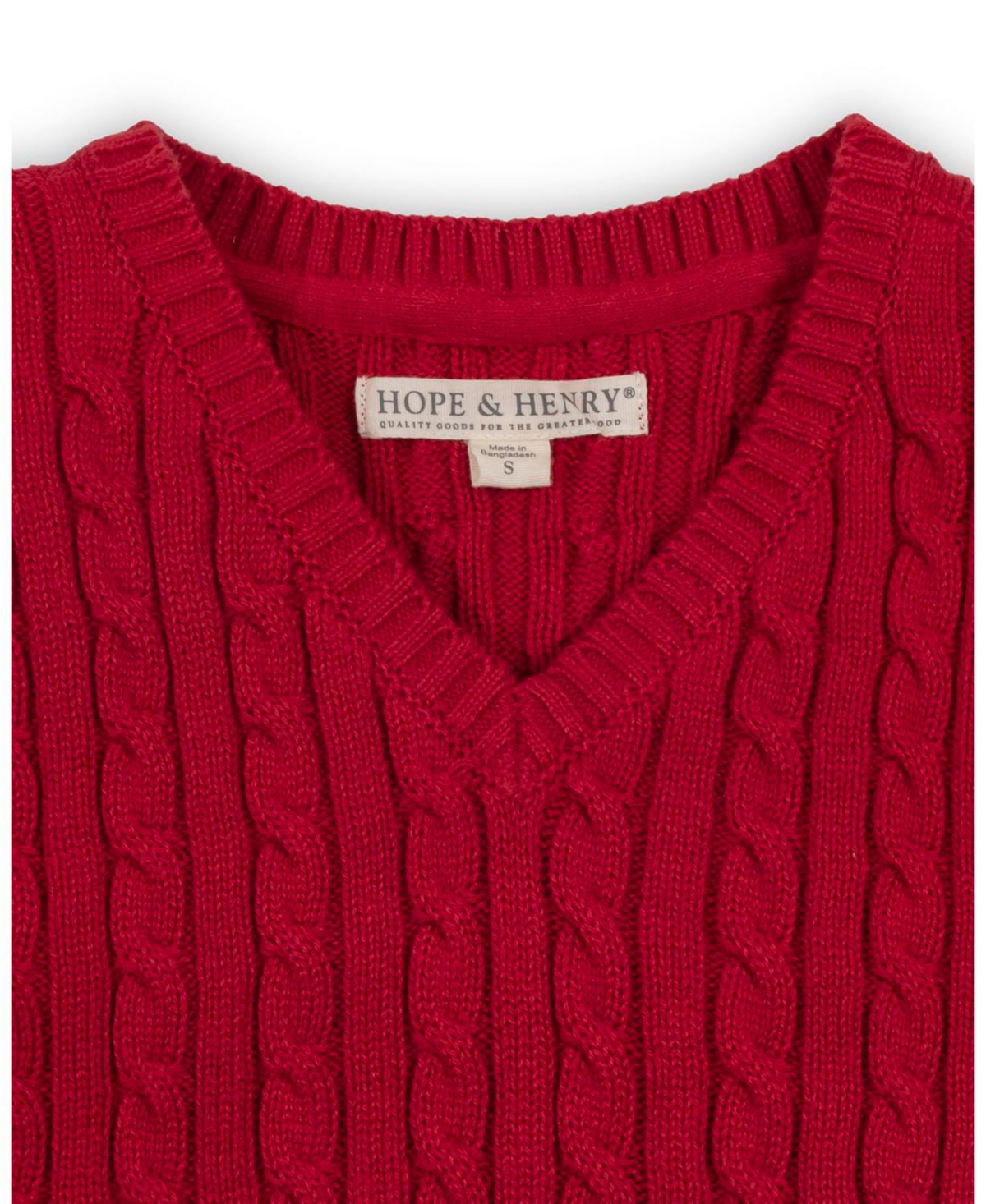 Hope & Henry Big Boys Organic V-Neck Cable Sweater Vest