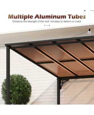 10' X 13' Wall-Mounted Patio Gazebo with Sloped Polycarbonate Roof Metal Frame