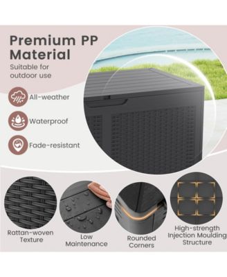 100 Gallon Resin Deck Box Outdoor Waterproof Storage Bench-Gray