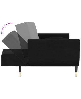 2-Seater Sofa Bed with Two Pillows Black Velvet