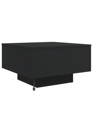 Coffee Table Black Engineered Wood 21.7 in square Lights
