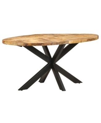 Dining Table Rough Mango Wood Powder-Coated Steel