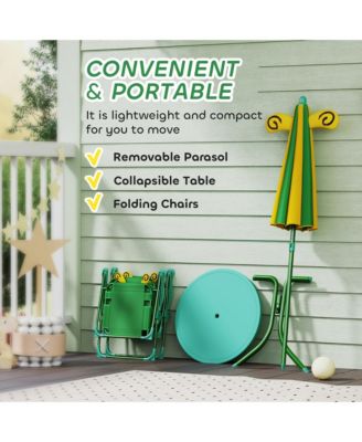 Kids Picnic Table and Chair Set with Height Adjustable Umbrella,