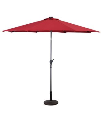 10ft Patio Solar Umbrella LED Patio Market Steel Tilt W