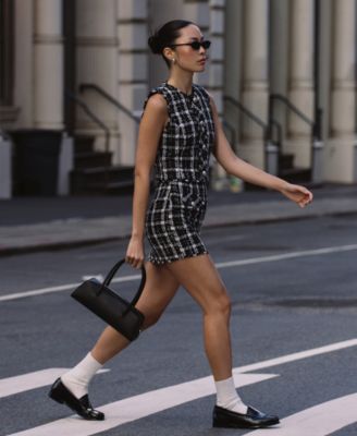 Women's Windowpane Tweed Mini Skirt