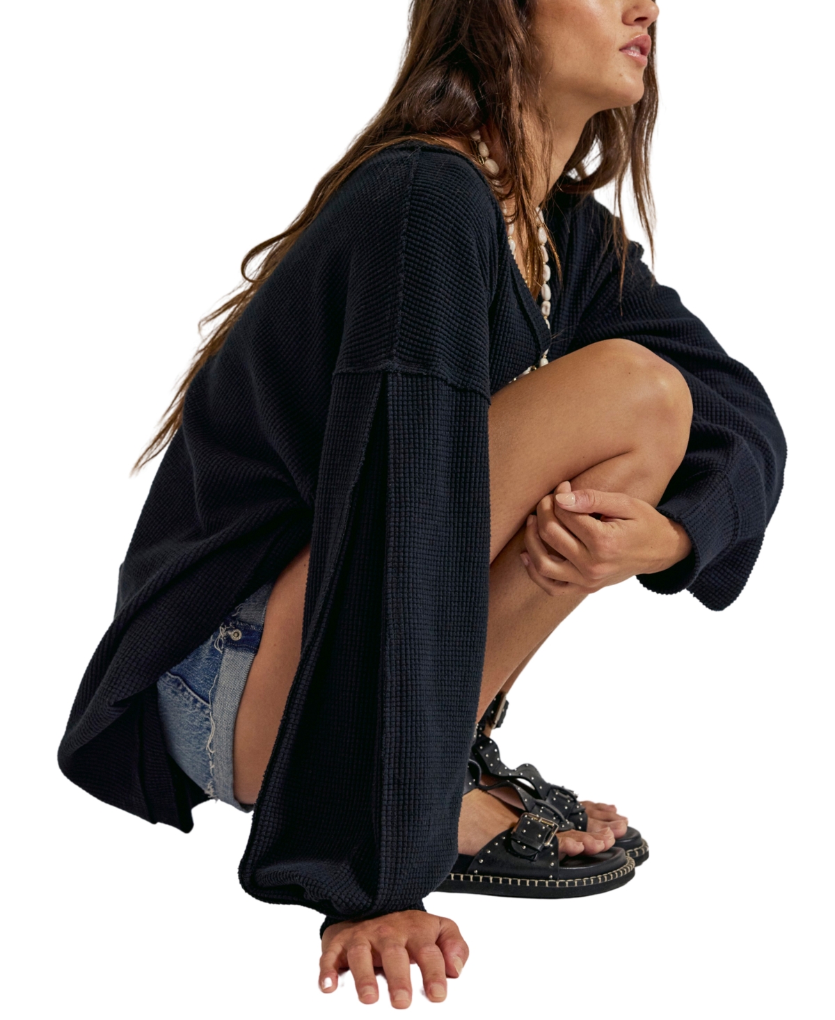 Free People Women's Coast 2 Waffle-Knit Top