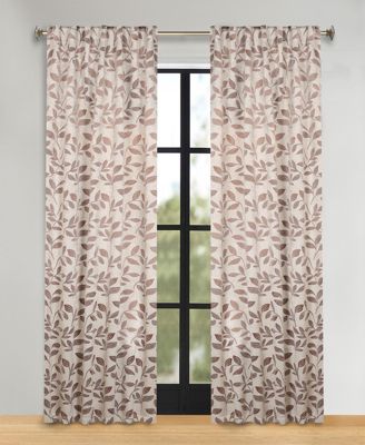 Leaves Modern Bohemian Back Tab Blackout Curtain Set, 52"x 108"