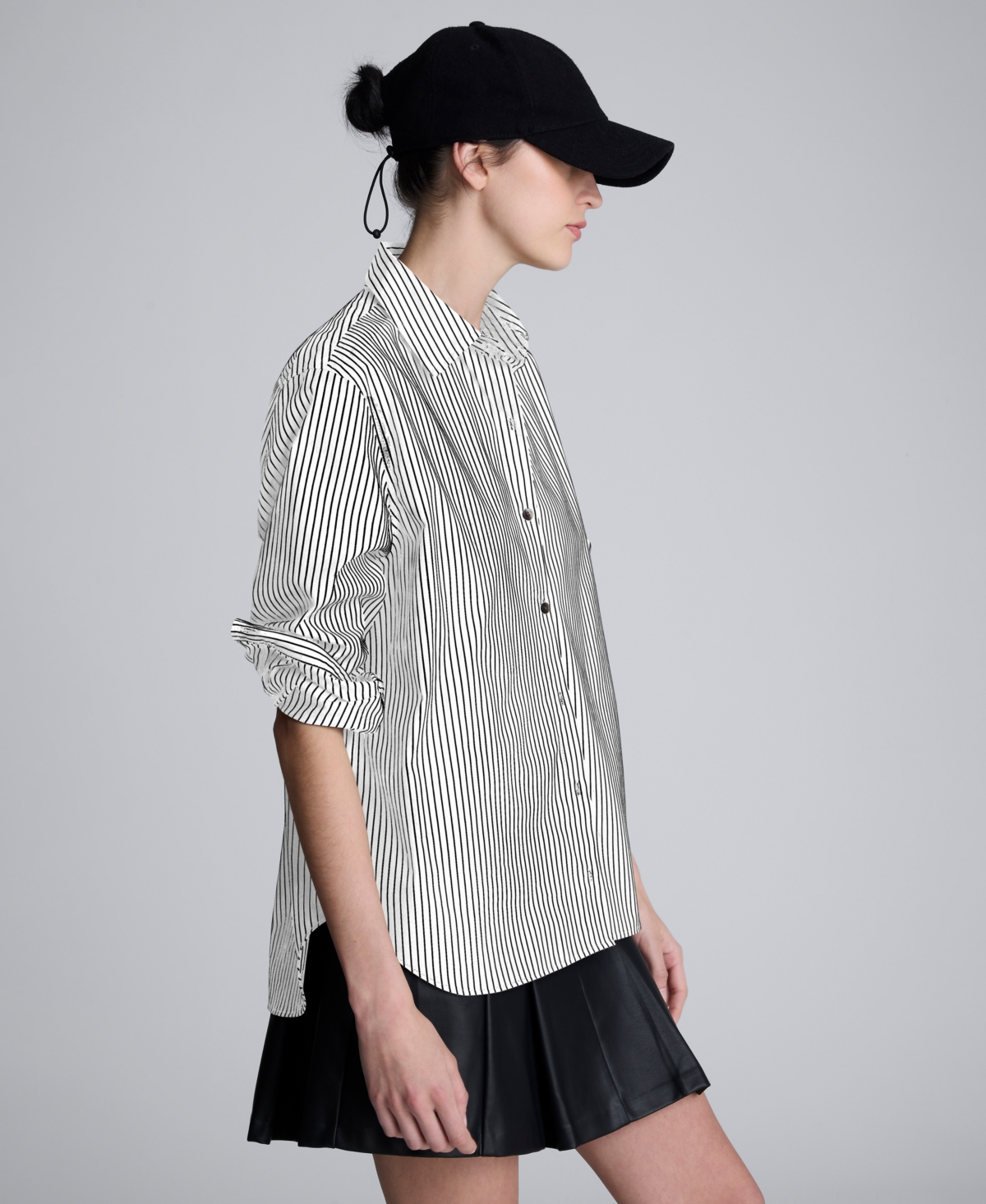 Kenneth Cole Women's Oversized Pinstripe Boyfriend Button-Front Shirt