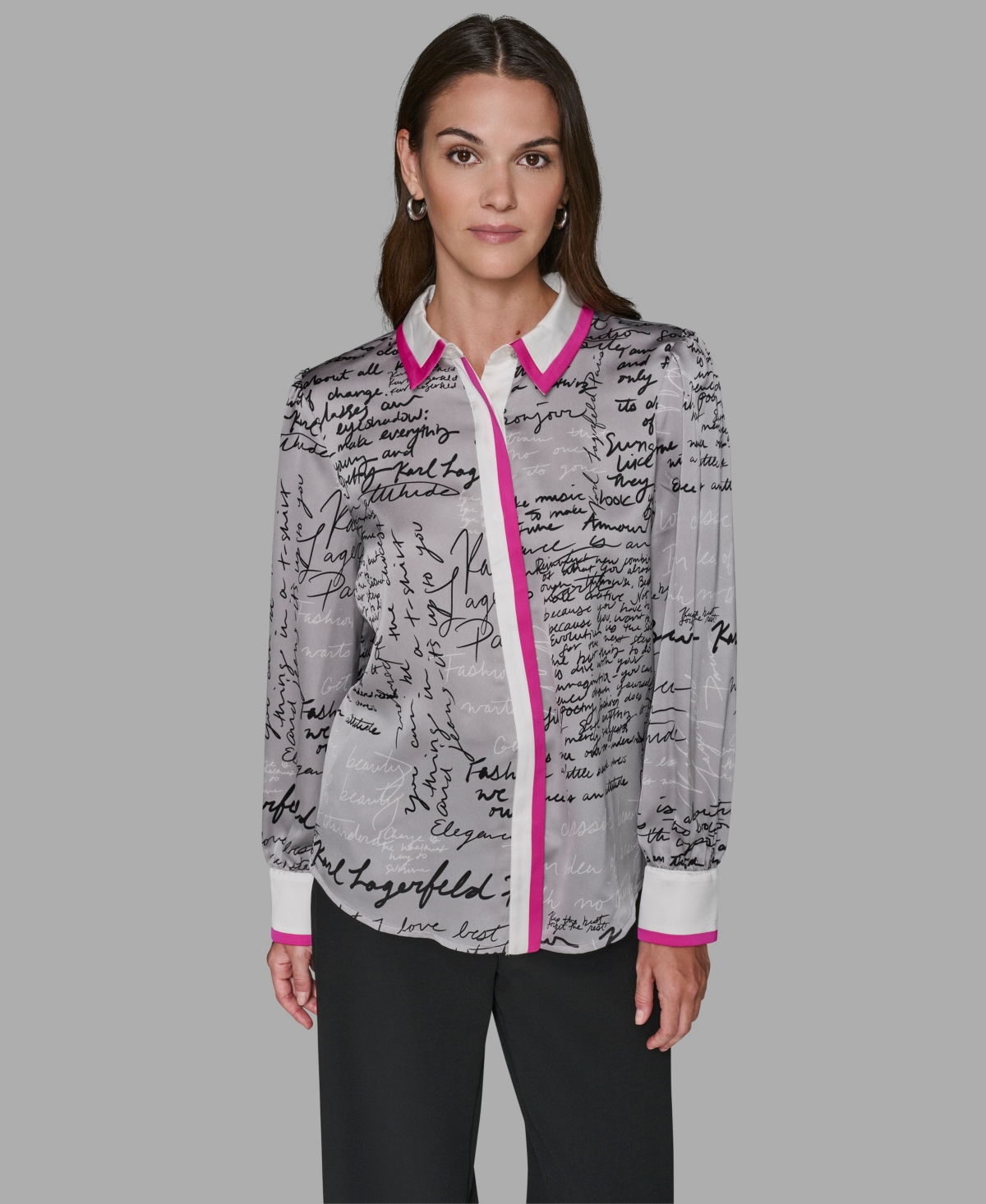 Karl Lagerfeld Women's Script Blouse Top In Multi