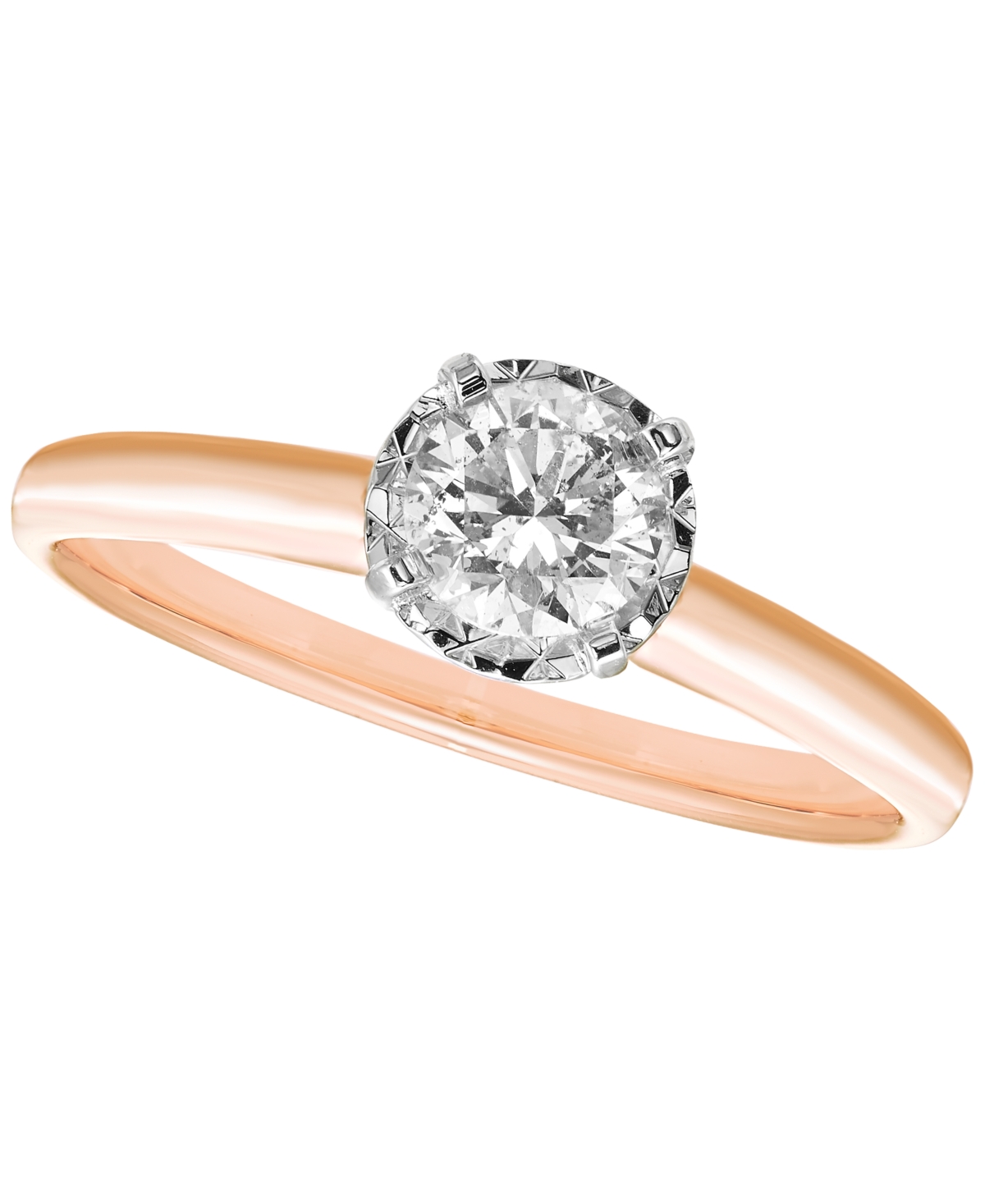 Macy's White Diamond Solitaire Ring (1/2 Ct. T.w.) In 14k Rose Gold In Gold