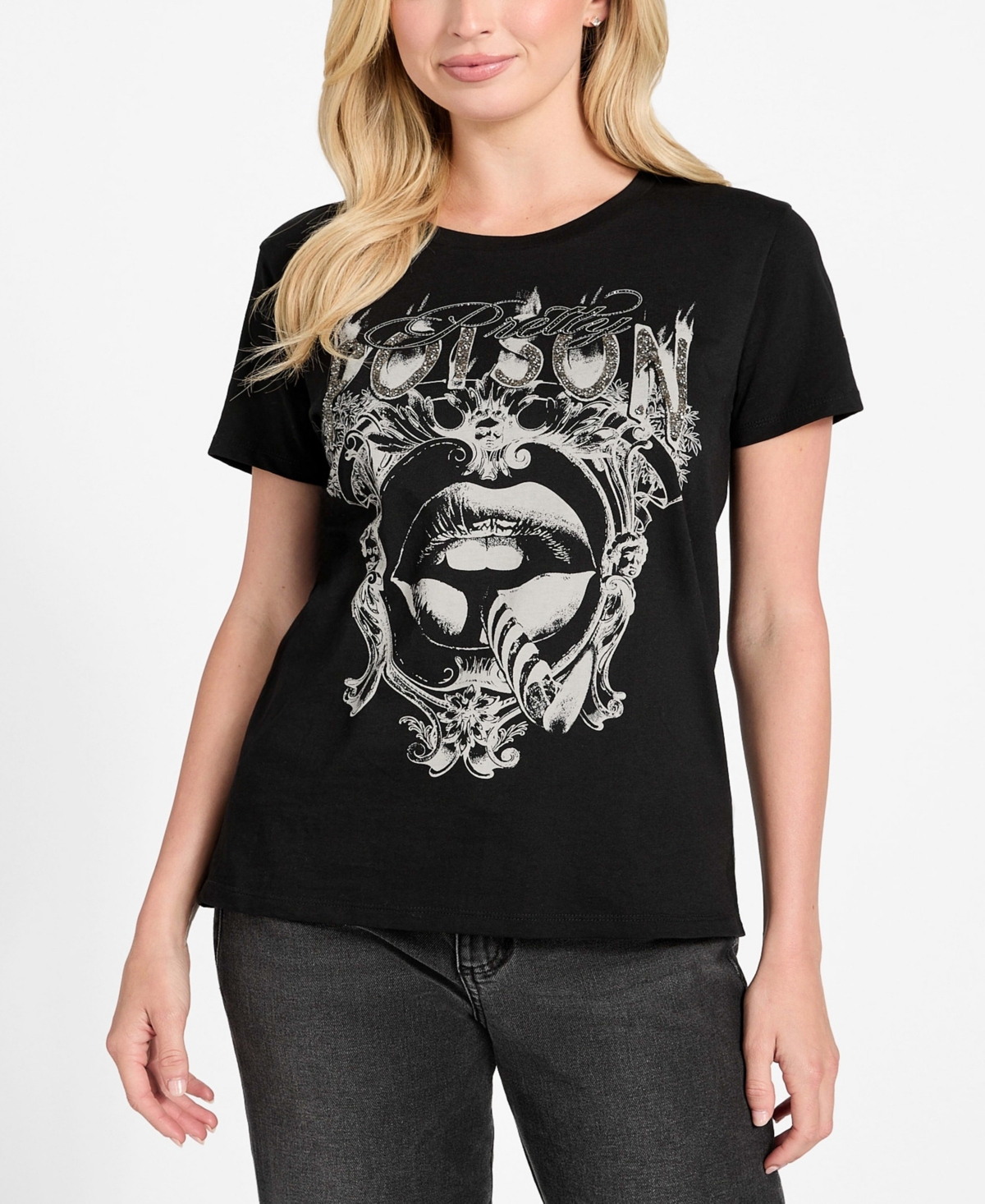 Guess Women's Short-Sleeve Poison Lips T-Shirt