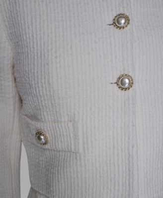 Women's Long-Sleeve Knit Dress with Tweed Jacket