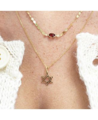 Double Gold Star of David Necklace 14K Gold