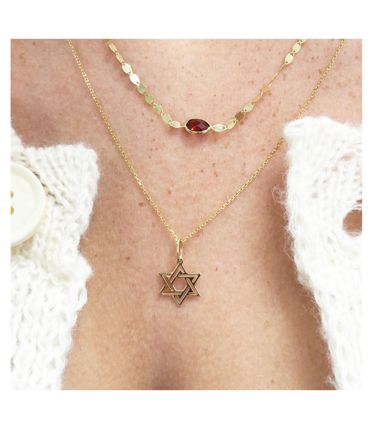 The Lovery Double Gold Star of David Necklace 14K Gold