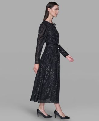 Women's Lurex Clip Chiffon Midi Dress