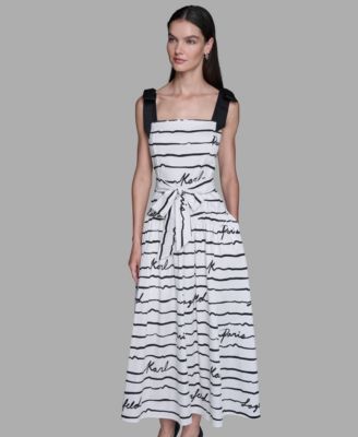 Women's Printed Cotton Sateen Midi Dress