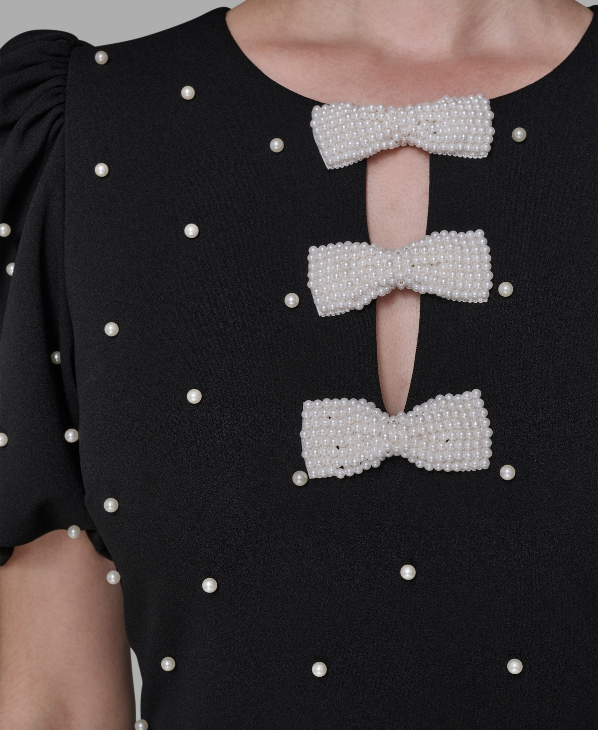 Karl Lagerfeld Paris Women's Scuba Crepe Sheath Dress with Bow Details